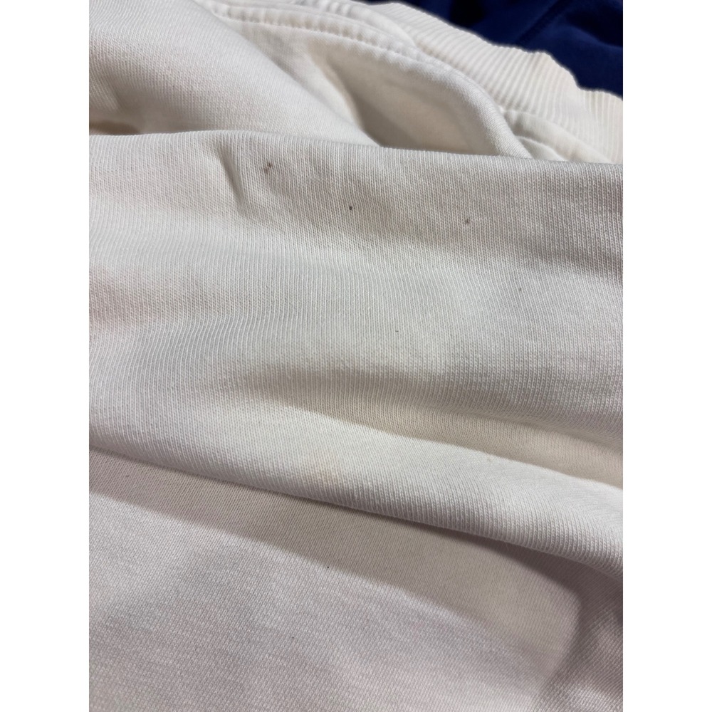 Vintage B.U.M. Equipment Sweatshirt Cream White Navy Logo Pullover Mens Medium - Picture 6 of 6